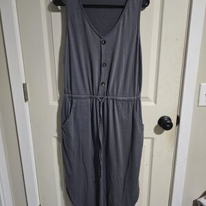 Gray Sleeveless Button-Down Dress